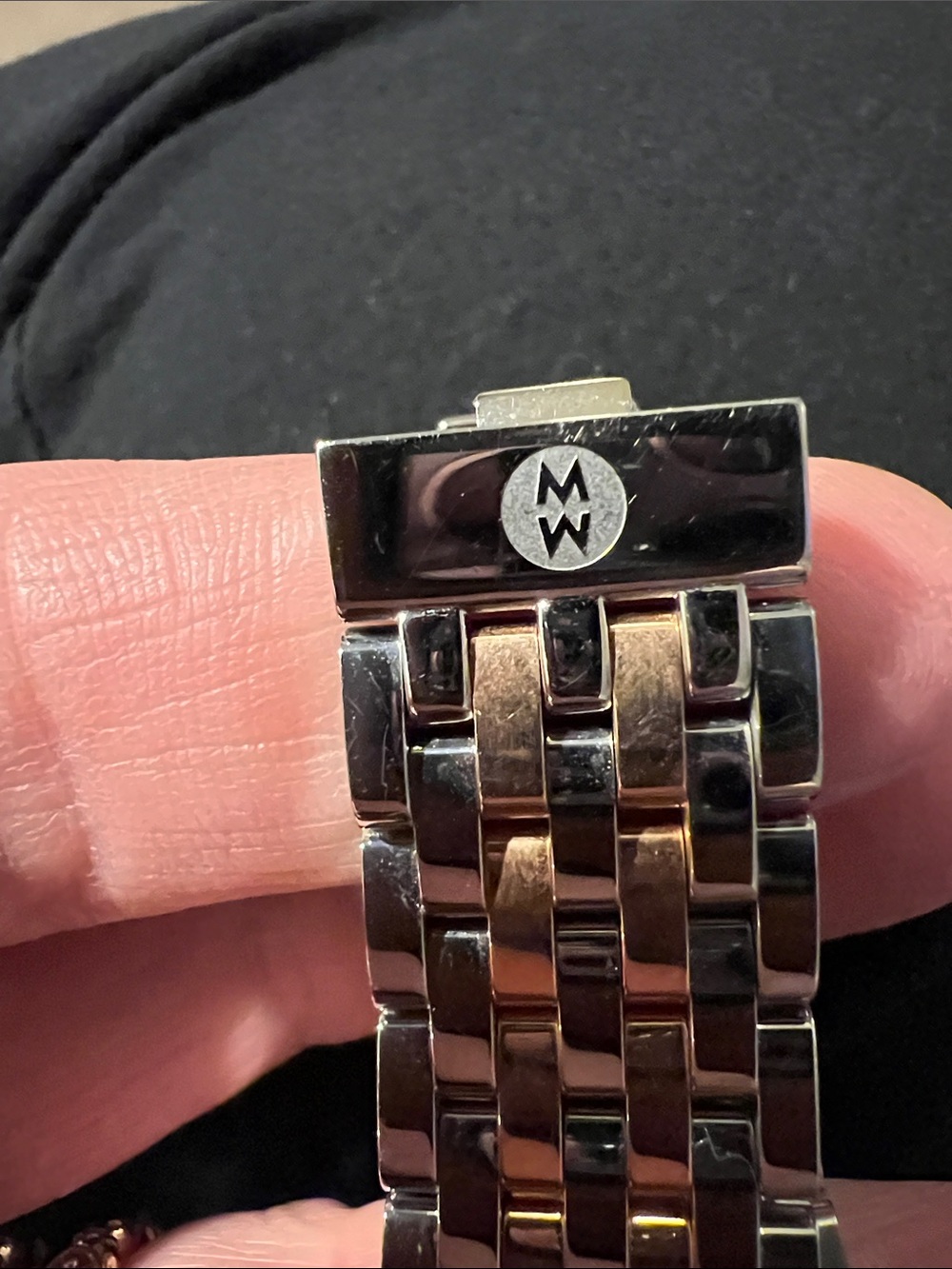 Michele Two-Tone Metal Bracelet — Silver and Rose Gold Accents - Picture 4 of 7